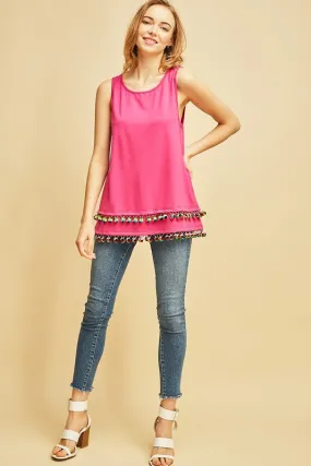 Alyce Pom Tank - Fuschia