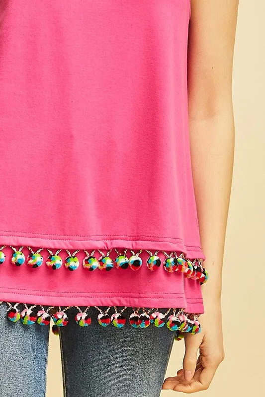 Alyce Pom Tank - Fuschia