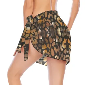 Animal Print Short Chiffon Sarong Wrap up to 5 XL (FWS)