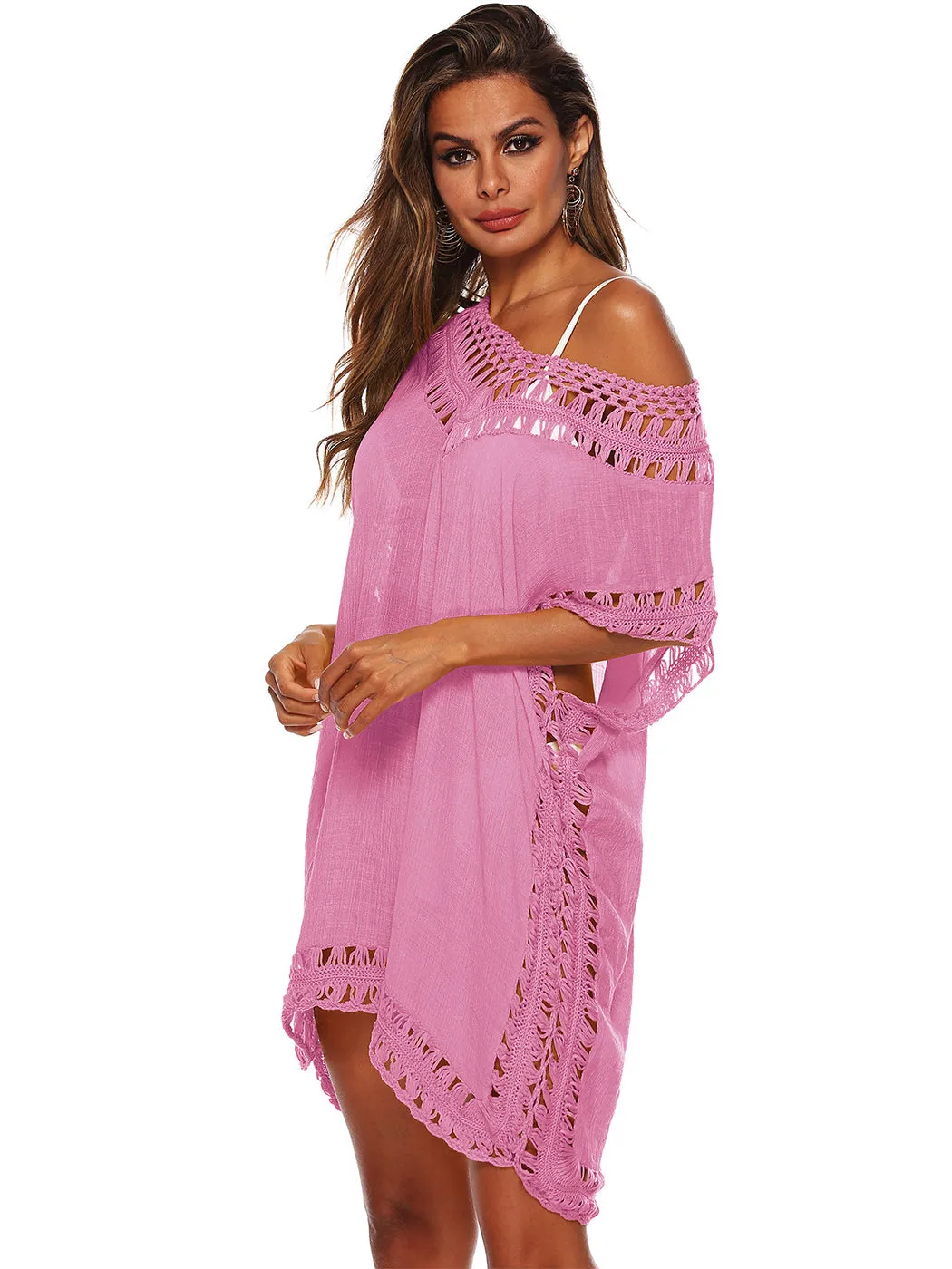 Anna-Kaci Swimsuit Cover Up Women Swimwear Bathing Suit Dress Sexy Bikini Beach Crochet Beachwear Loose Dress