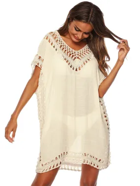 Anna-Kaci Swimsuit Cover Up Women Swimwear Bathing Suit Dress Sexy Bikini Beach Crochet Beachwear Loose Dress