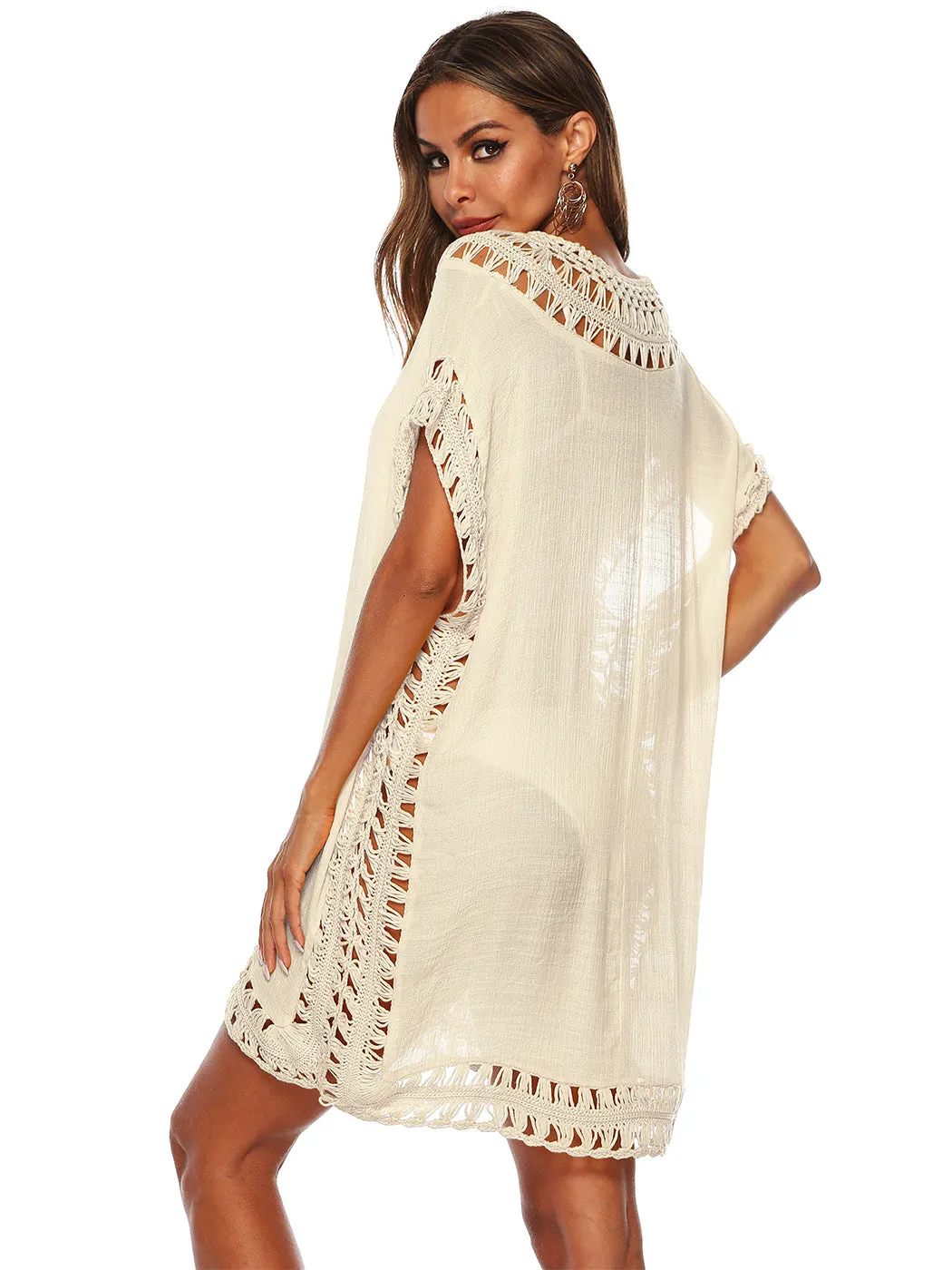 Anna-Kaci Swimsuit Cover Up Women Swimwear Bathing Suit Dress Sexy Bikini Beach Crochet Beachwear Loose Dress
