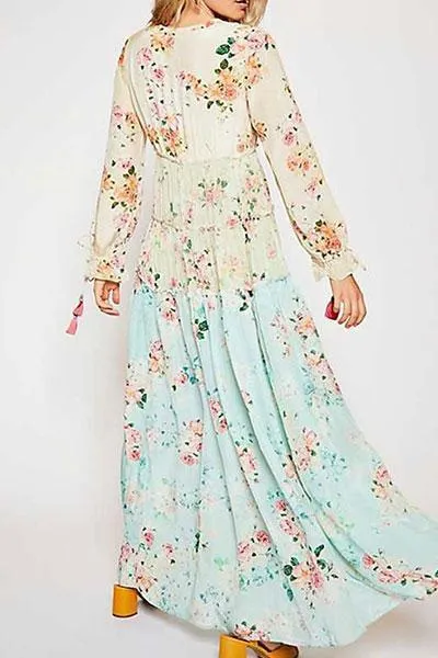 Best Bohemian Splicing Floral High-Waist Maxi Dresses