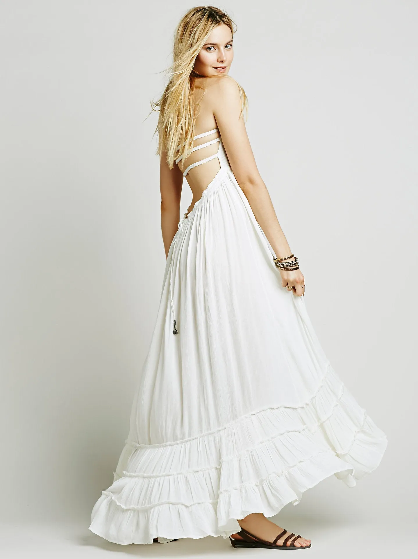 Bohemian Long Backless Cotton Maxi Party Dress