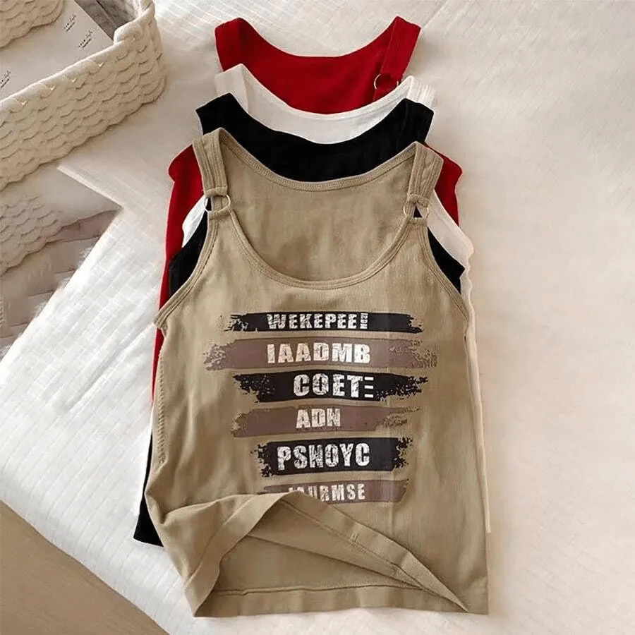 Camisoles With Chest Pad Sleeveless Streetwear Tank Tops - XW8884