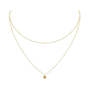 Citrine Gemstone Chain Layered Choker Necklace