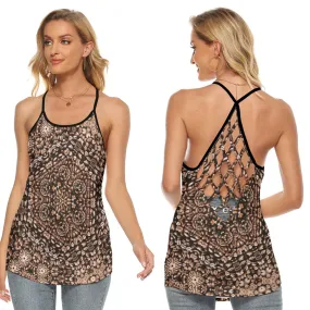 Coffee Beans K Criss-Cross Open Back Tank Top up to 5 XL (FWS)