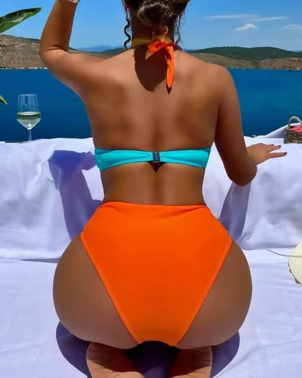 Cutout Backless Halter One-Piece Swimsuit