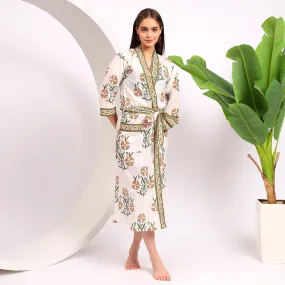 Designer Cotton Kimonos | Border Printed Robes for Women