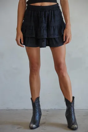 Diana Lace Ruffle Skort - Black