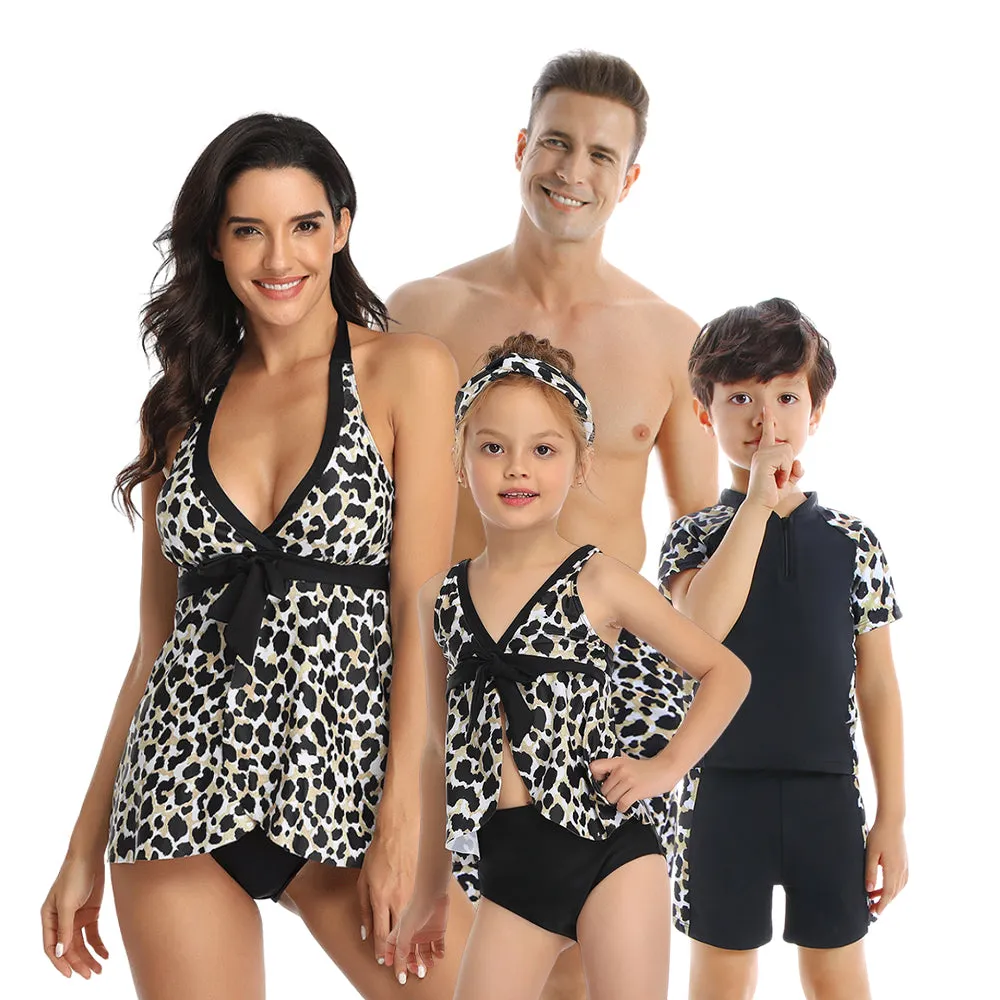 Family Matching One Piece Leaves Swimsuits