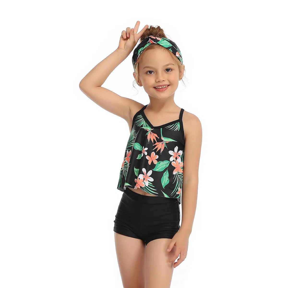 Family Matching One Piece Leaves Swimsuits