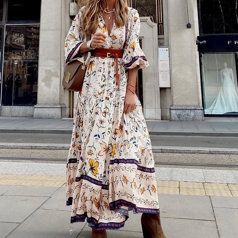 Fashionable Bohemian Long Printed Maxi Dress