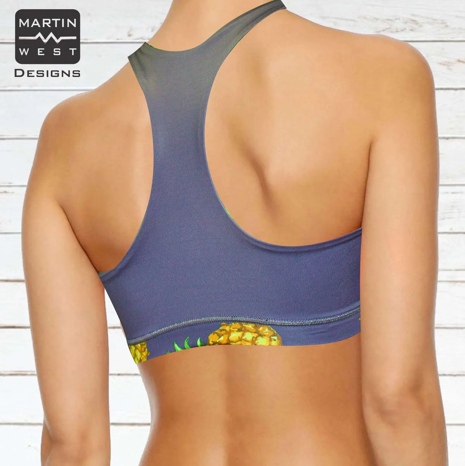Female Pineapple run/paddle/swim reversible Crop Top