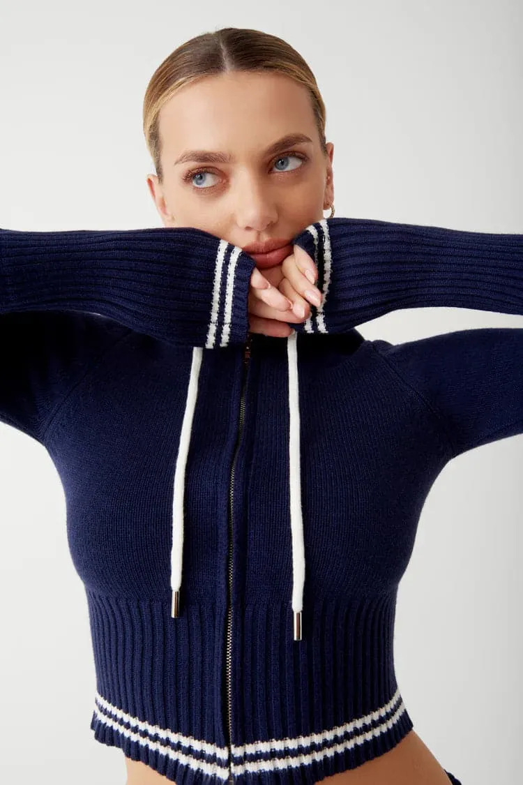Frankies Bikinis Aimee Cloud Knit Zip Up Starlight Hoodie as worn by Malin Andersson