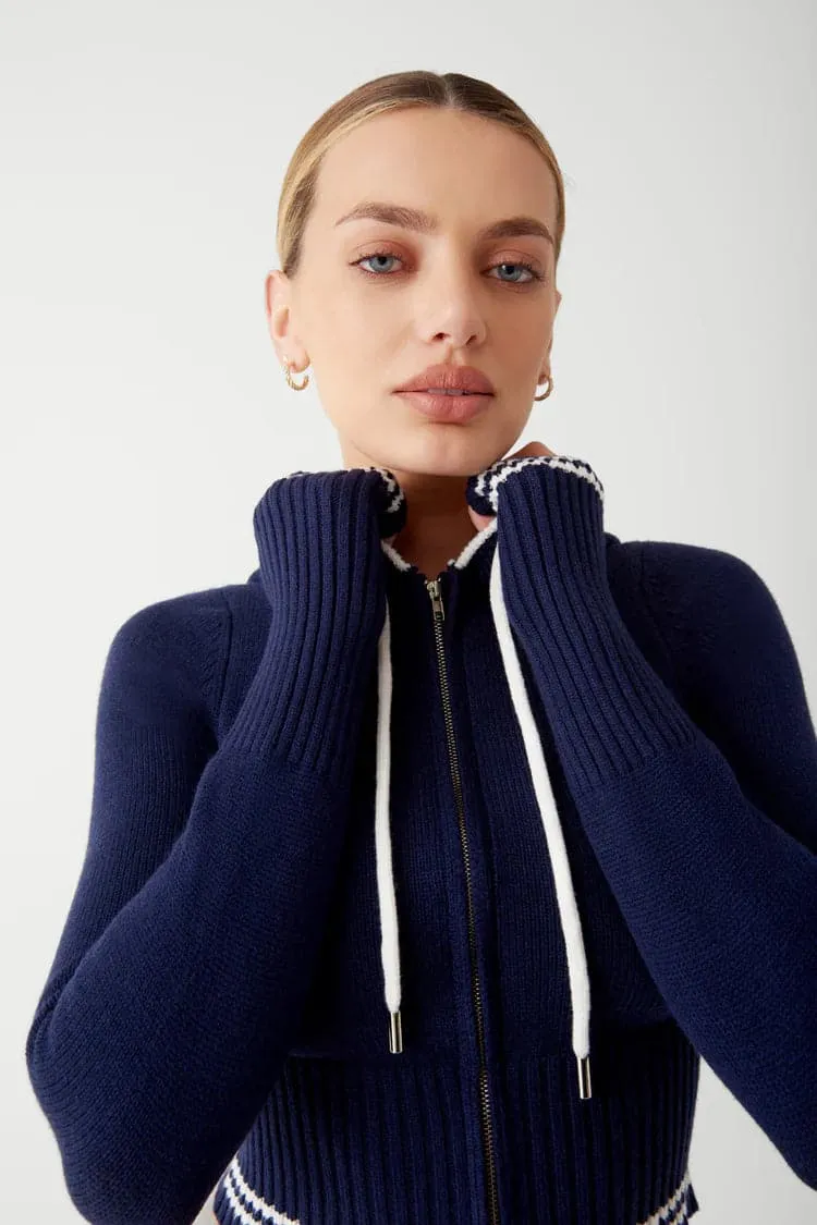 Frankies Bikinis Aimee Cloud Knit Zip Up Starlight Hoodie as worn by Malin Andersson