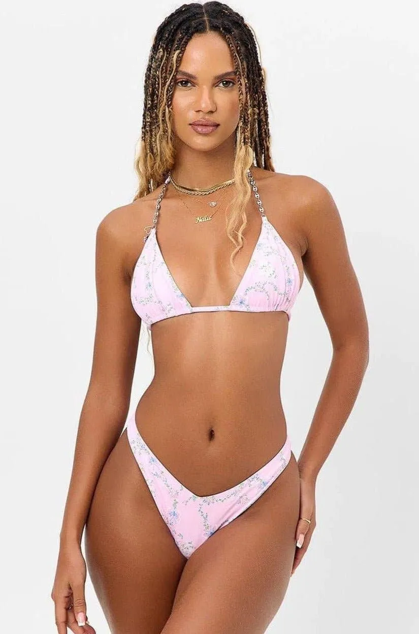 Frankies Bikinis Tia Floral Chain Bikini Top as seen on Maude Apatow *Euphoria*