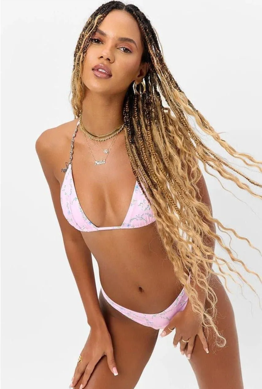 Frankies Bikinis Tia Floral Chain Bikini Top as seen on Maude Apatow *Euphoria*