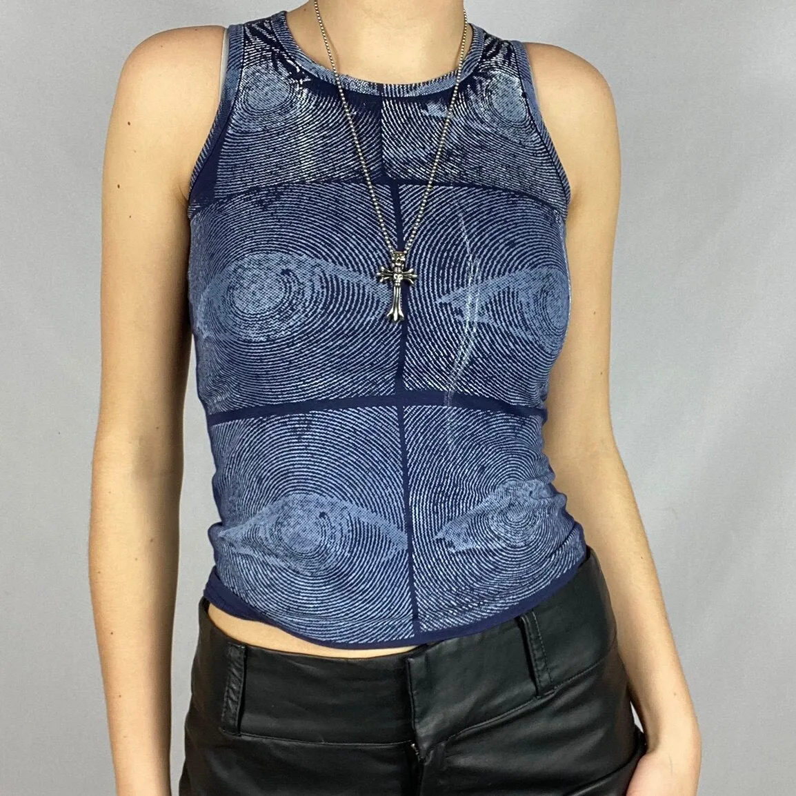 Gbolsos Women Eyes Pattern Printing Slim Vest Tops Summer Casual Ladies Round Collar Sleeveless Camisole Tops