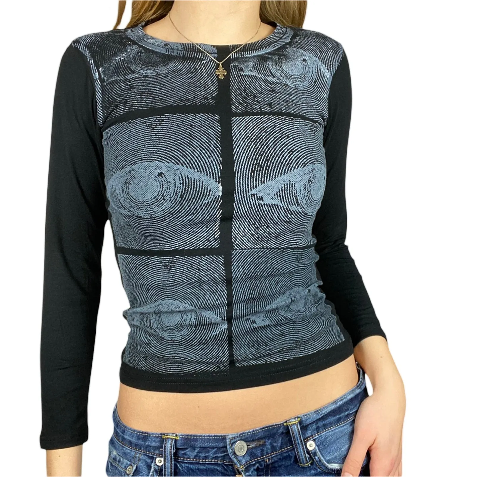 Gbolsos Women Eyes Pattern Printing Slim Vest Tops Summer Casual Ladies Round Collar Sleeveless Camisole Tops