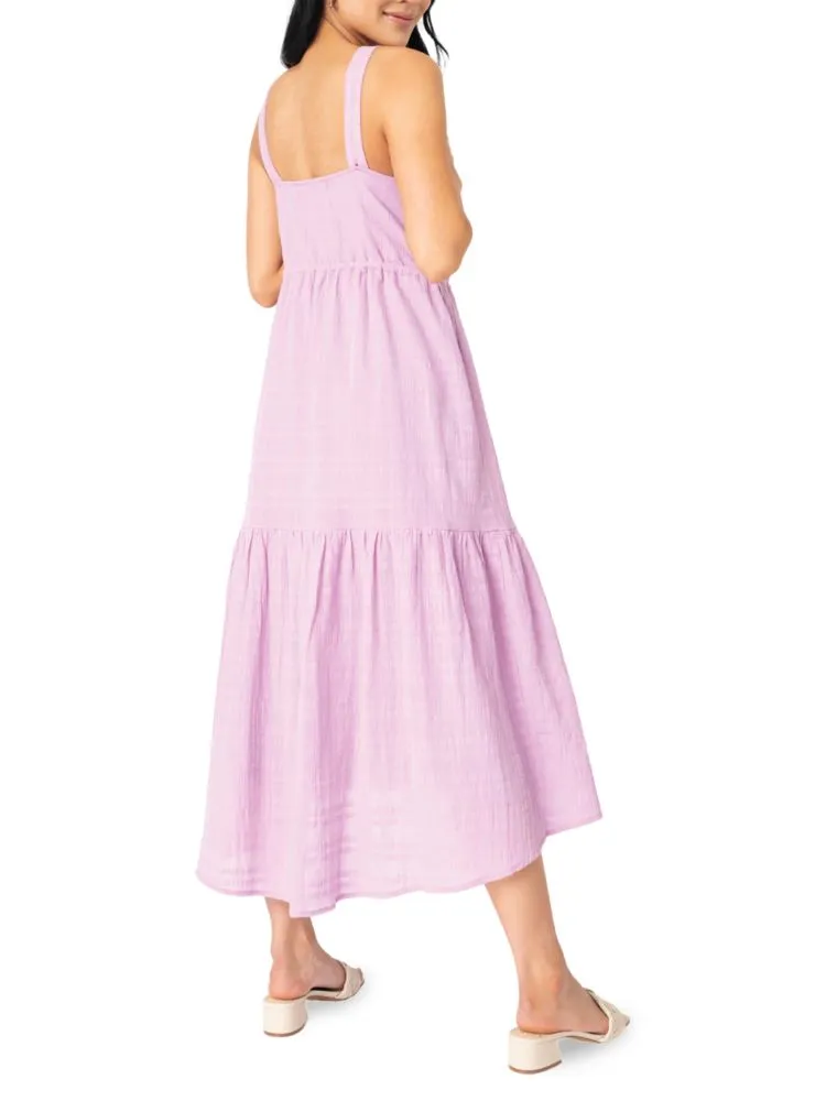 Gibsonlook Square Neck Tiered Midi Dress, Lavender