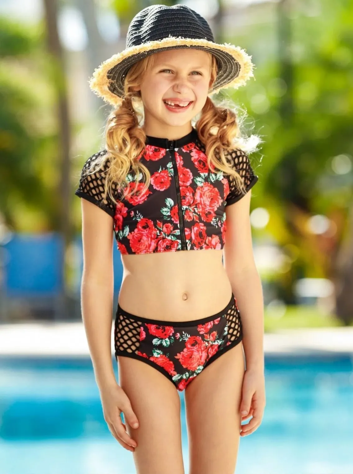 Girls Blossoming Beauty Three Piece Swimsuit