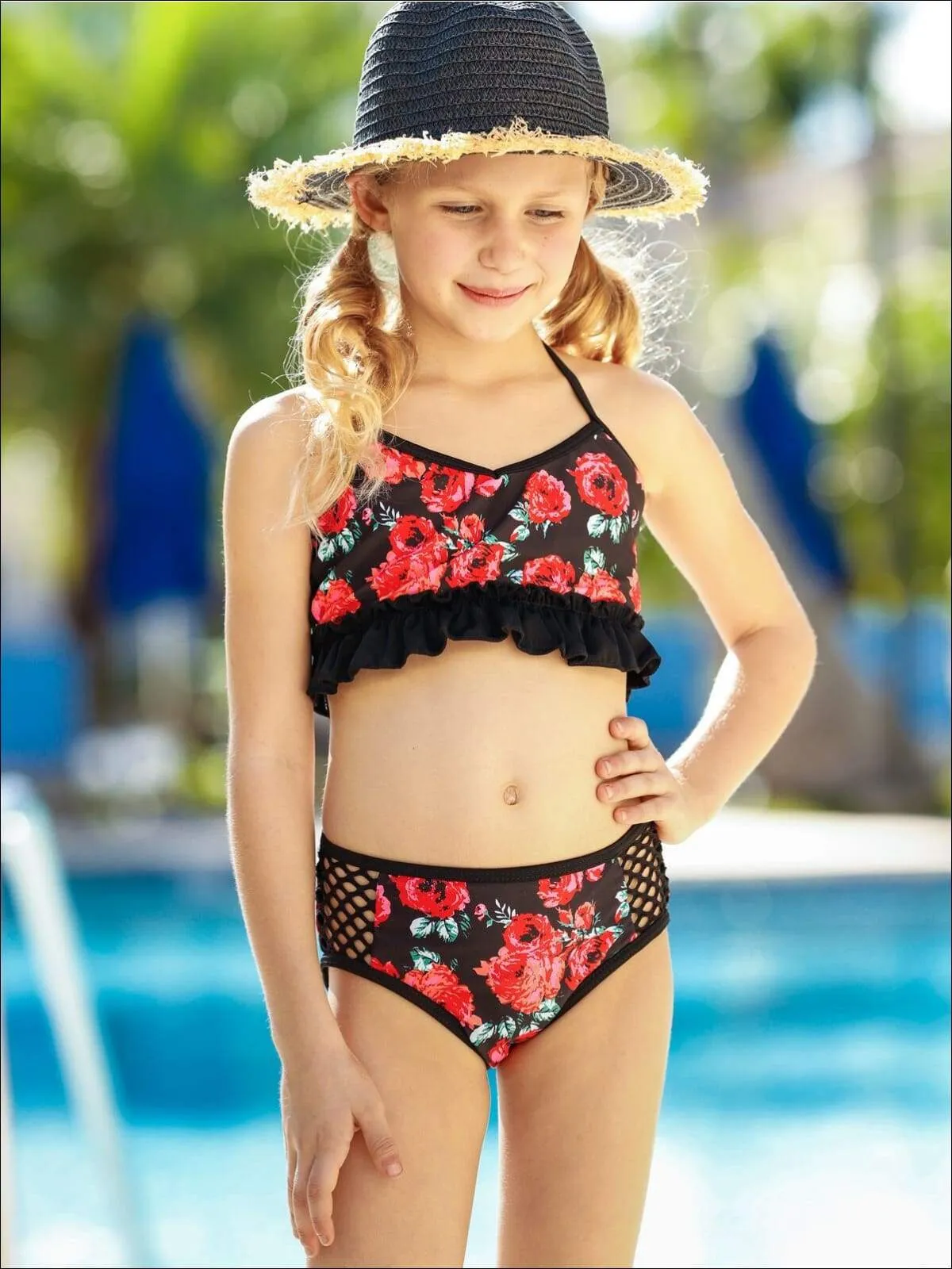 Girls Blossoming Beauty Three Piece Swimsuit