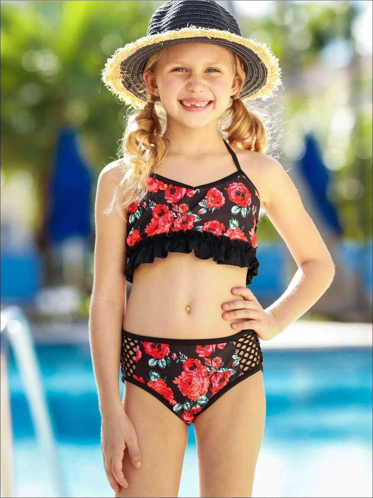 Girls Blossoming Beauty Three Piece Swimsuit