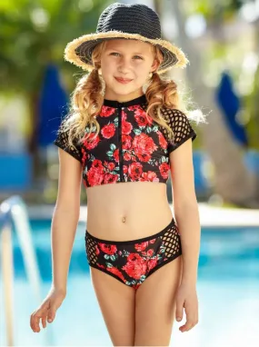 Girls Blossoming Beauty Three Piece Swimsuit
