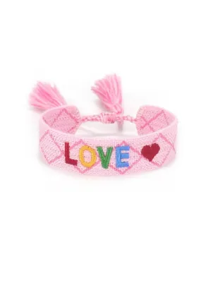 Girls "Love" Pink Multi Color Wristband