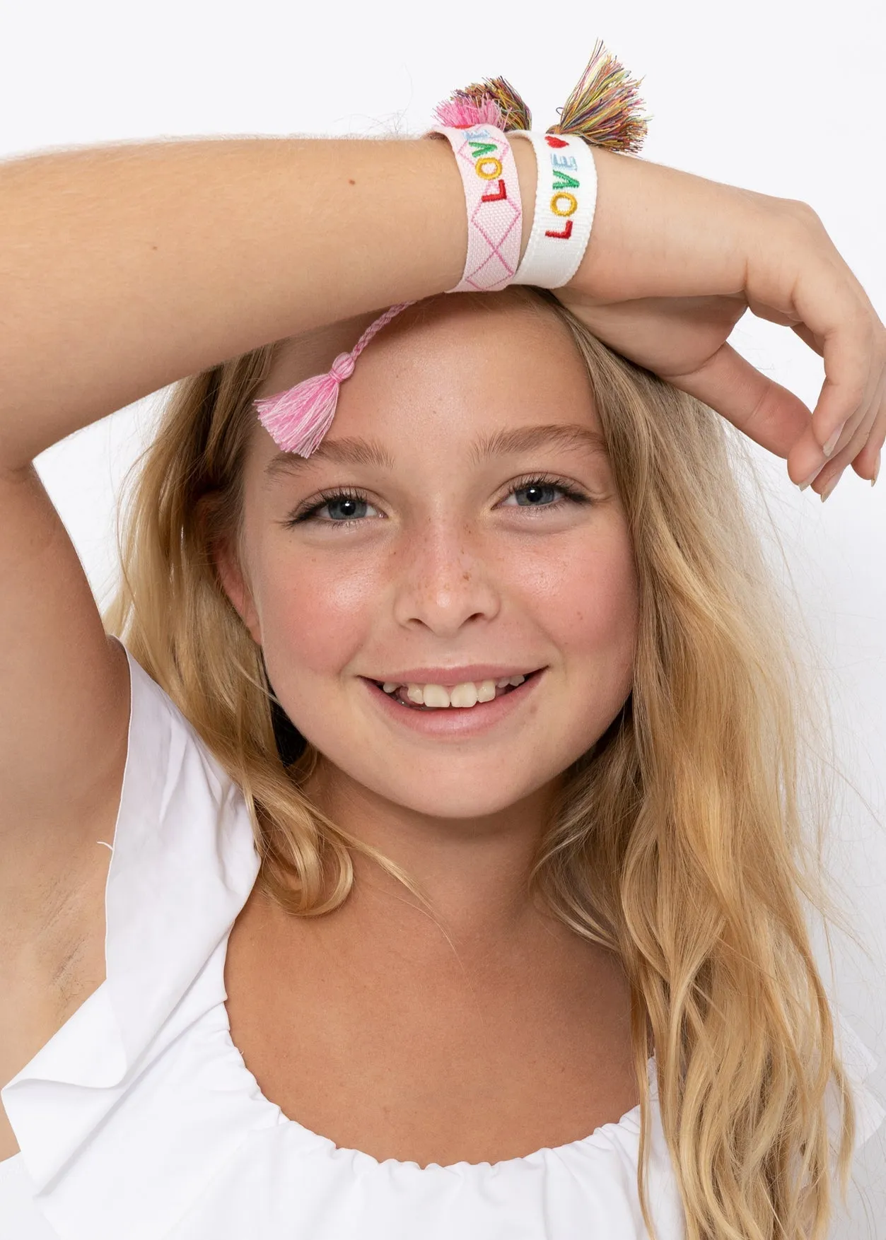 Girls "Love" Pink Multi Color Wristband