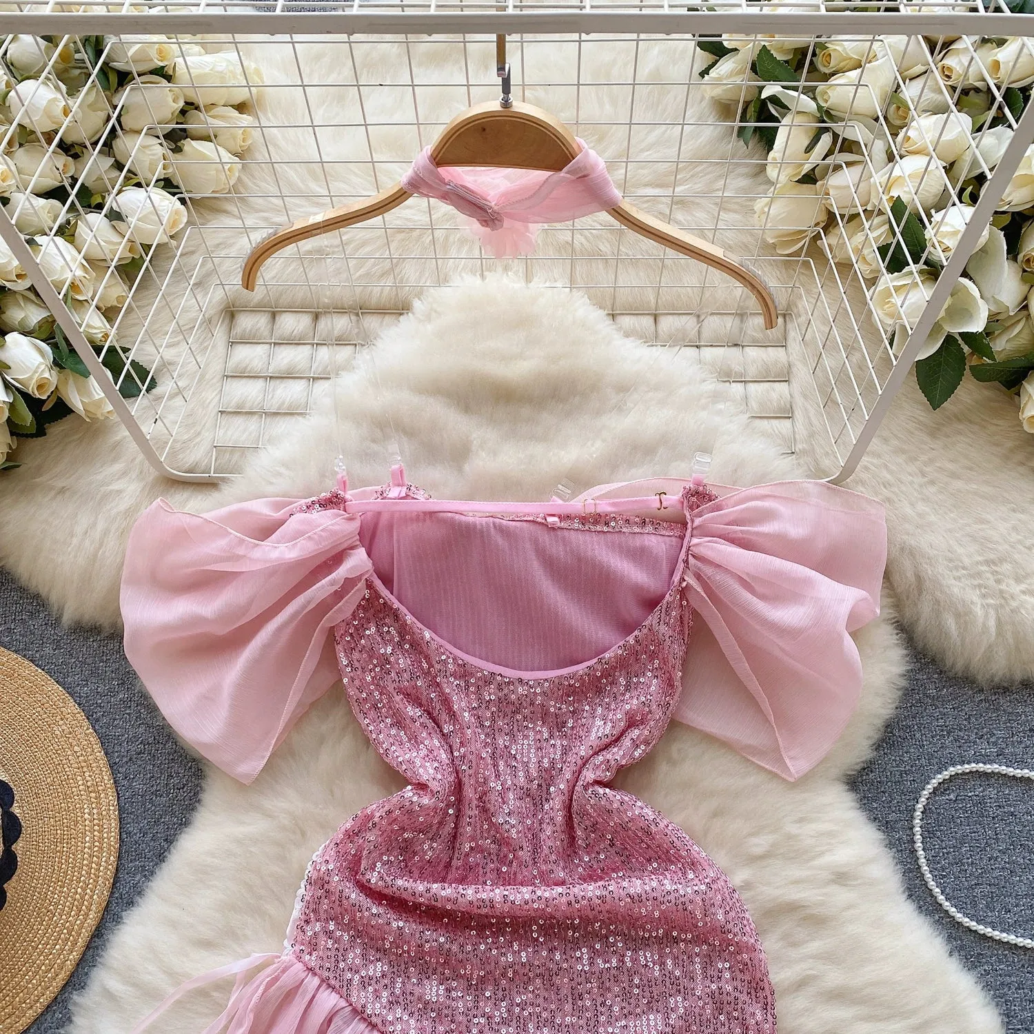Glitter Sequined Trumpet Dress