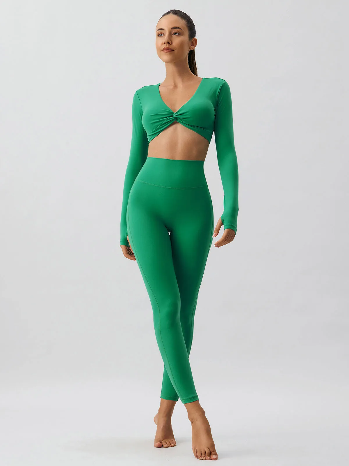 Green Twist Long Sleeve Lycra® Top - Medium Support