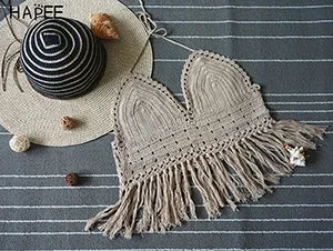 HALTER TASSEL CROP TOP COVER UP