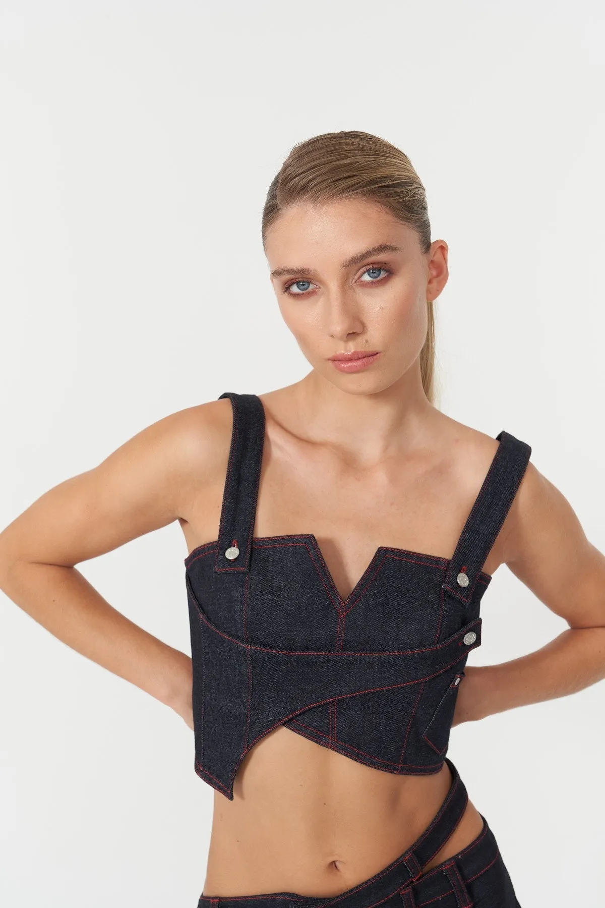 Harvey Sleeveless Denim Crop Top