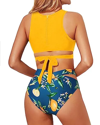 High Neck Bikini Set Cutout Bandage Swimsuits
