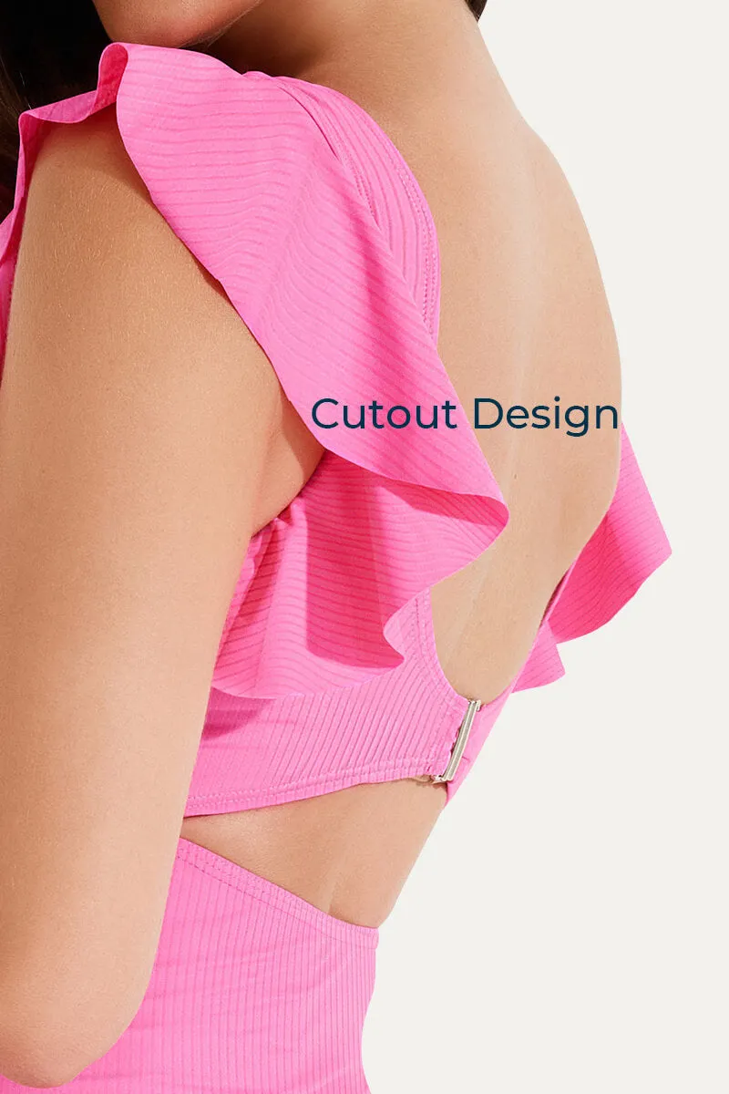 High Waisted One Piece Ruffled Cutout Swimsuits For Pregnant Women