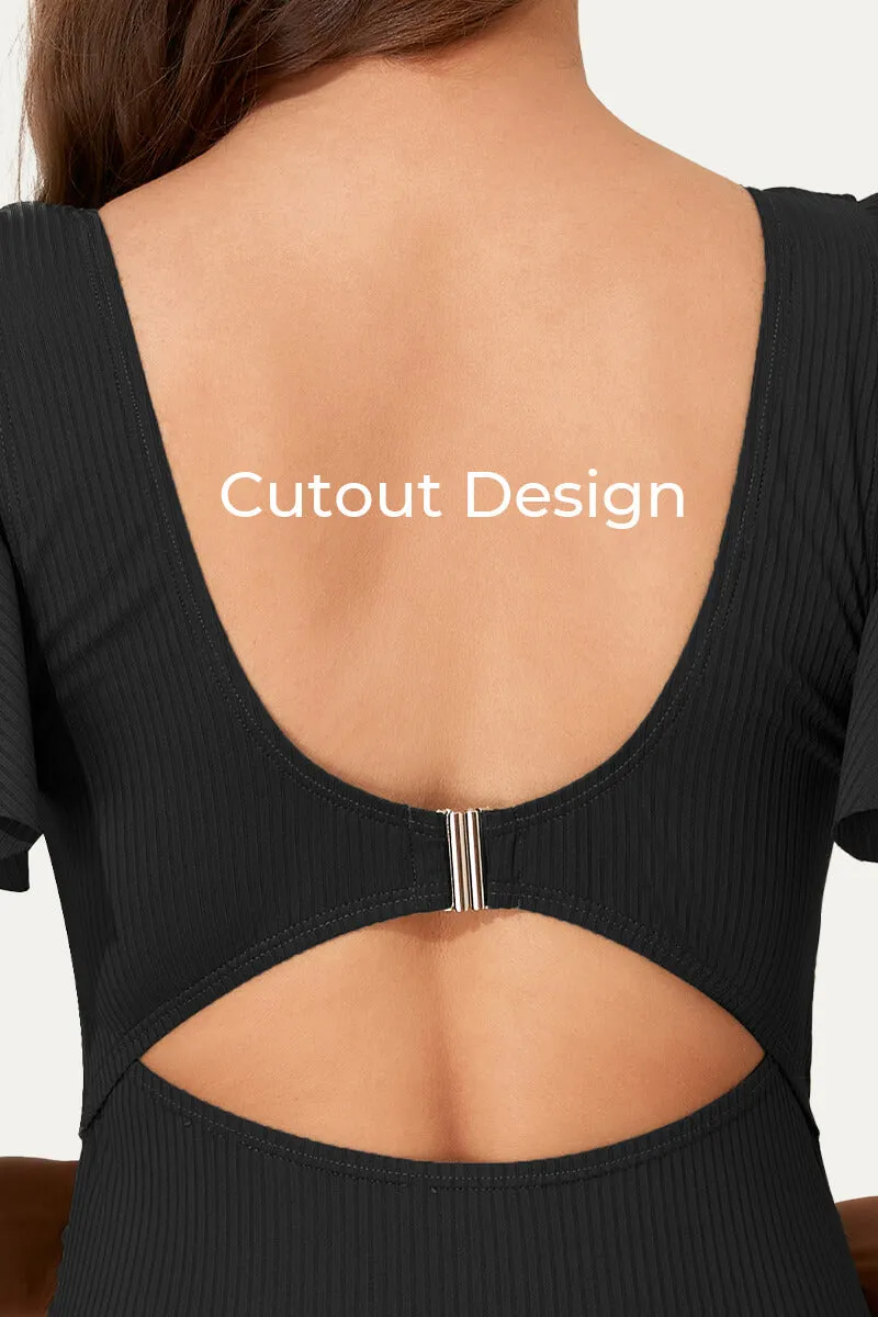 High Waisted One Piece Ruffled Cutout Swimsuits For Pregnant Women