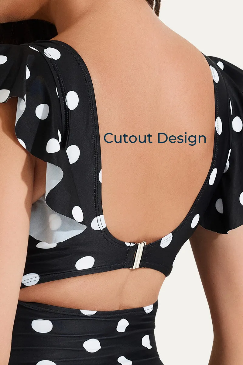 High Waisted One Piece Ruffled Cutout Swimsuits For Pregnant Women