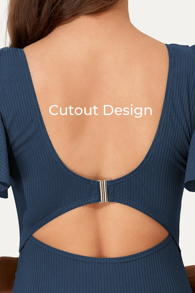 High Waisted One Piece Ruffled Cutout Swimsuits For Pregnant Women