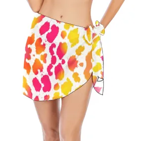 Ice Cream Leopard Short Chiffon Sarong Wrap up to 2 XL (FWS)