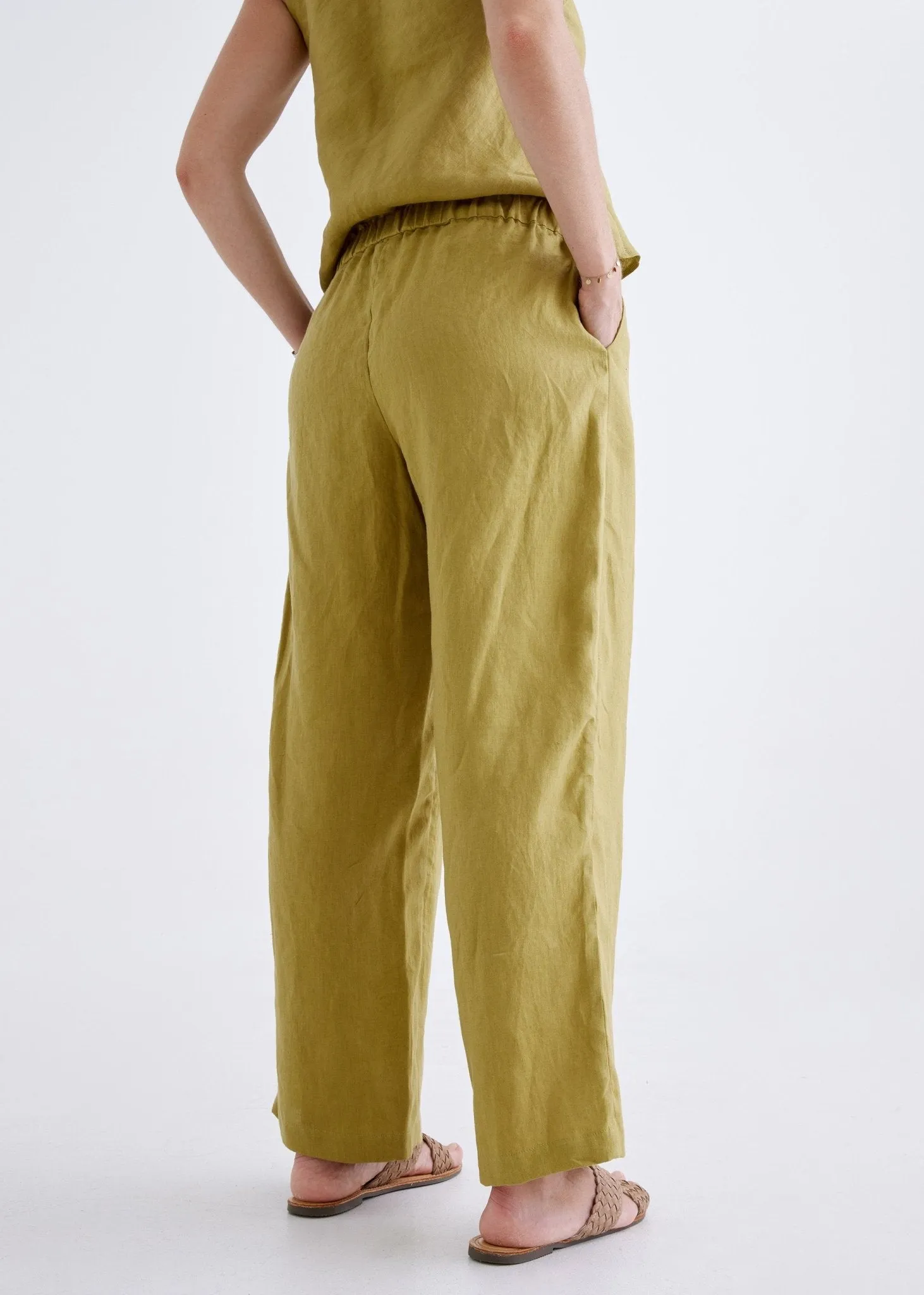 Lana Linen Pants in Olive