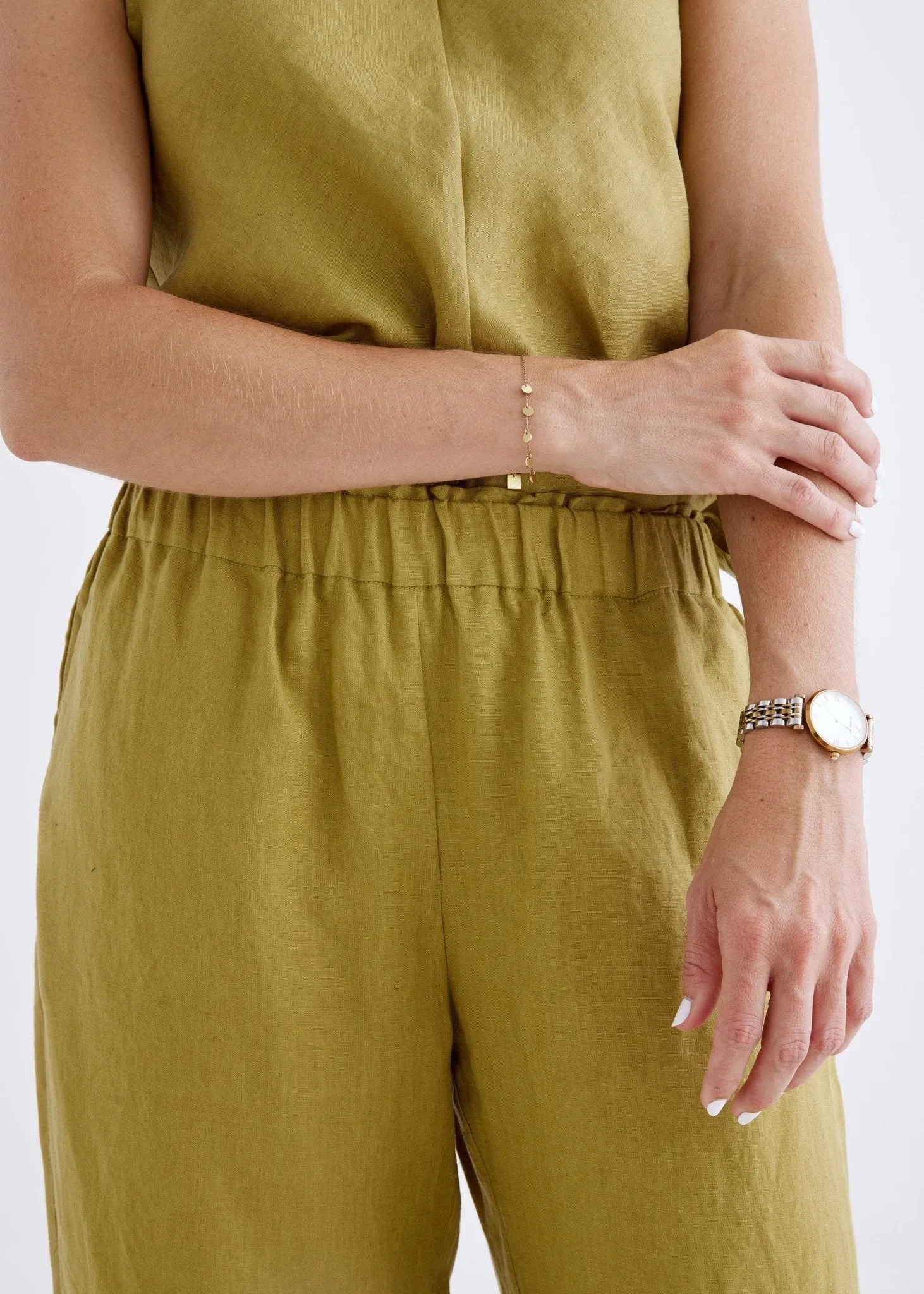 Lana Linen Pants in Olive