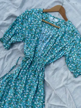 Lia Blue Floral Wrap Dress