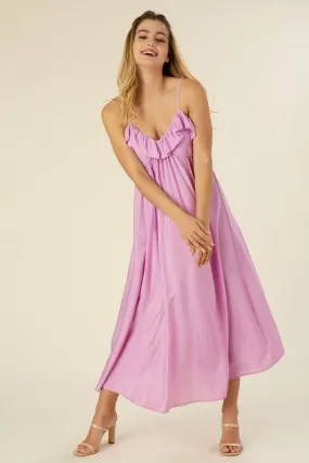Lilac Regal Bohemian Maxi Dress With Ruffles