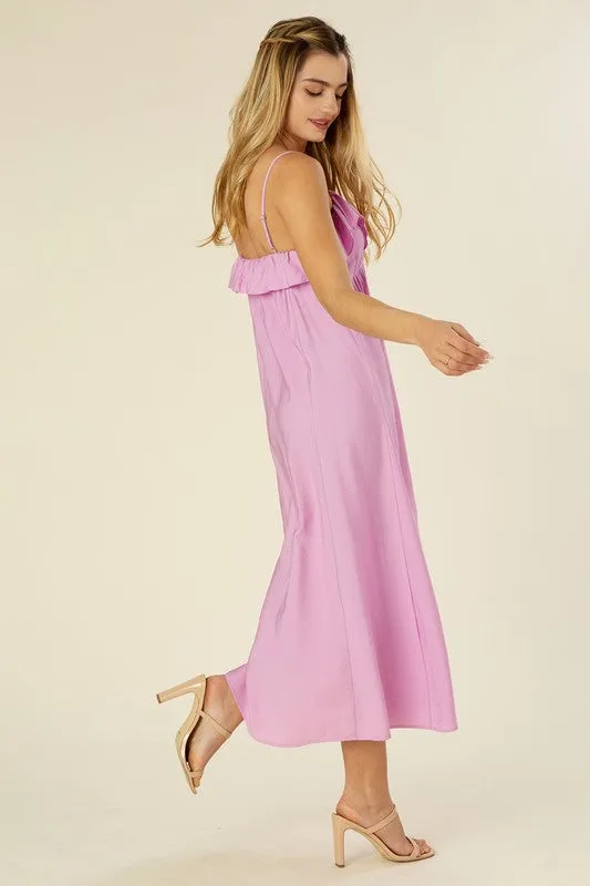 Lilac Regal Bohemian Maxi Dress With Ruffles