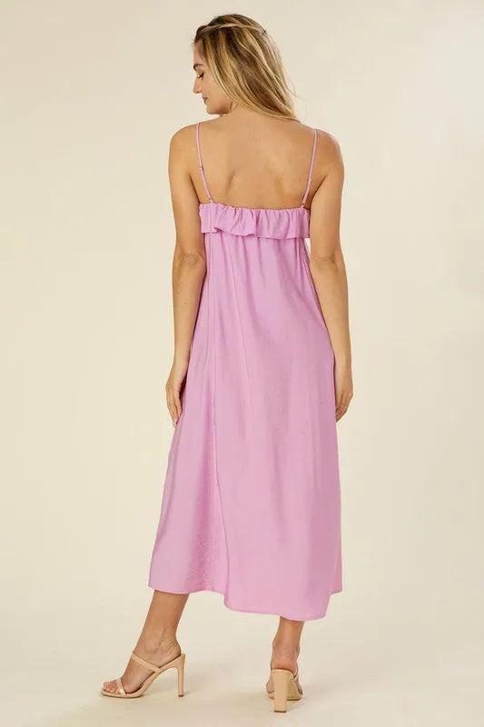 Lilac Regal Bohemian Maxi Dress With Ruffles