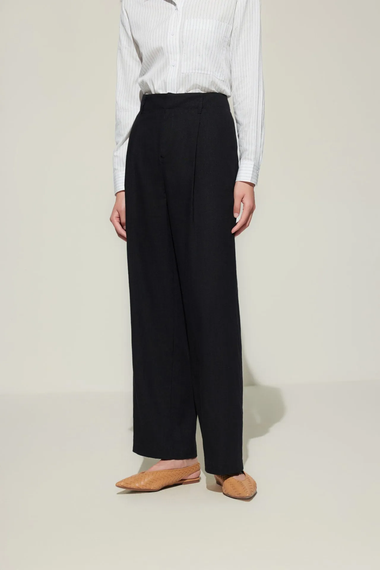 Lined Blend Relaxed Straight Leg Casual Pants