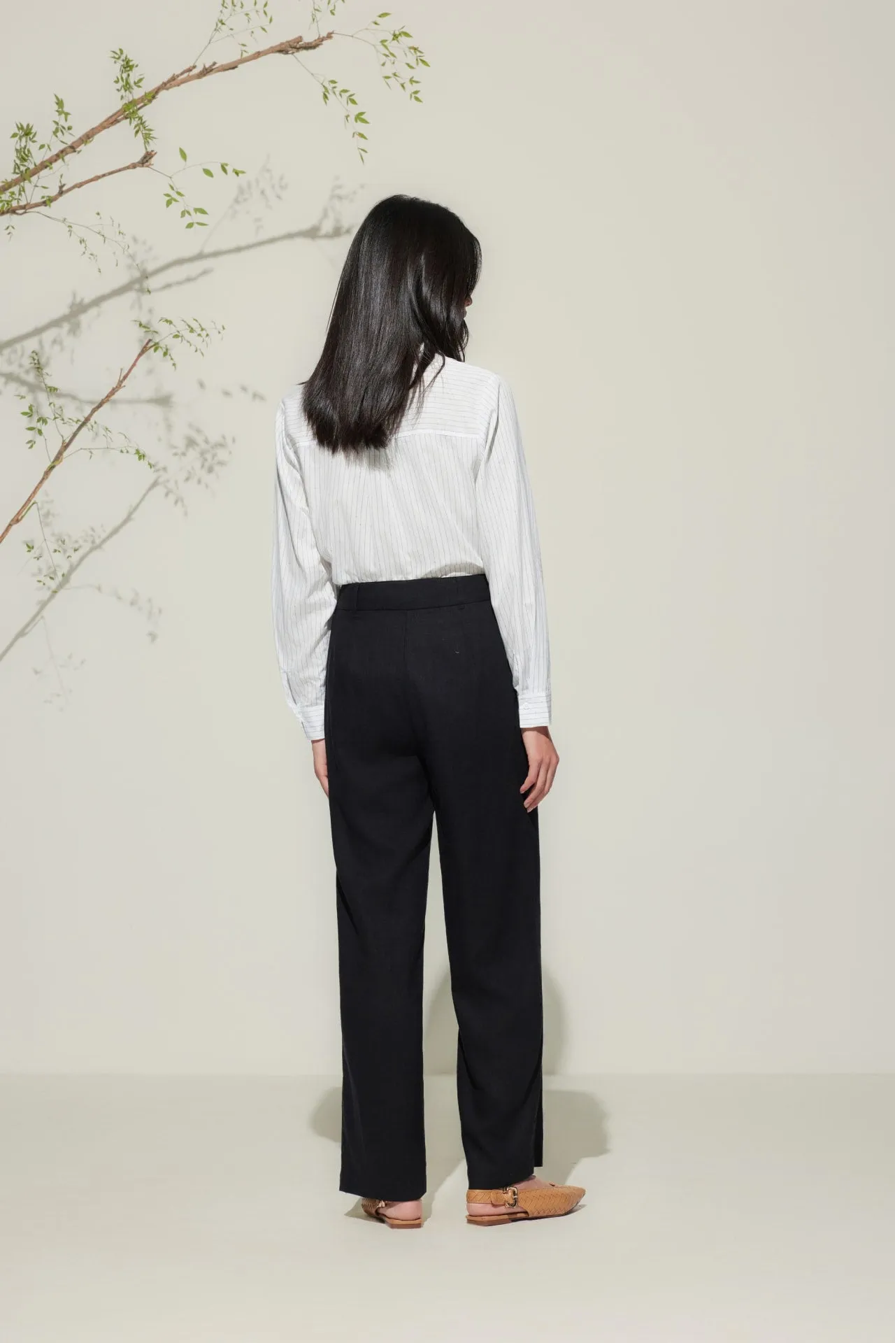 Lined Blend Relaxed Straight Leg Casual Pants