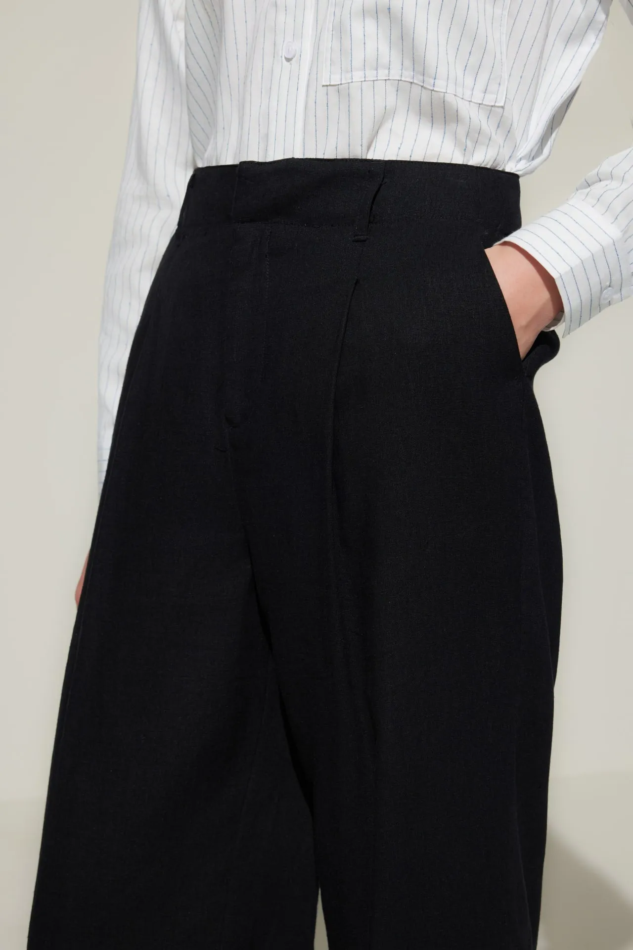 Lined Blend Relaxed Straight Leg Casual Pants
